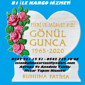 Tek Kişilik Gül Desenli Kalpli Mezar Baş Taşı Modeli - Bebek Mezar Taşı Fiyatları
