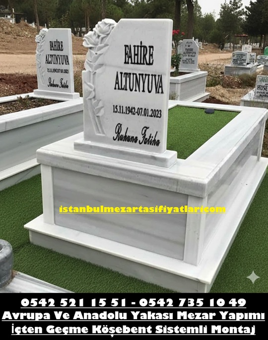 Tek Kişilik 3D Cnc İşleme Baş Taşı 6lık Mermer Mezar - İstanbul Mezar Yapımı - Görsel 2