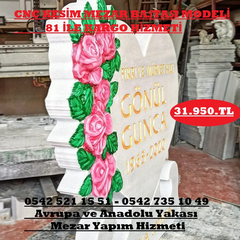 Tek Kişilik Gül Desenli Kalpli Mezar Baş Taşı Modeli - Bebek Mezar Taşı Fiyatları - Görsel 3