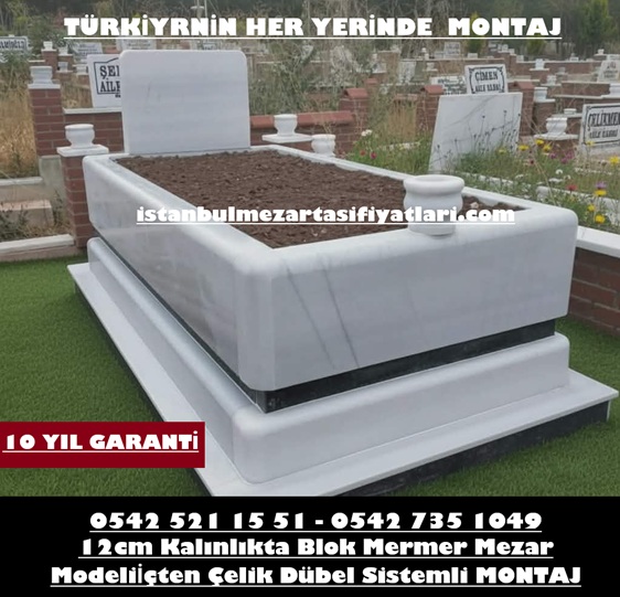 Tek Kişilik 8cm Kalınlık Blok Mermer Mezar - Mezar Yapım Ücretleri İstanbul - Görsel 3