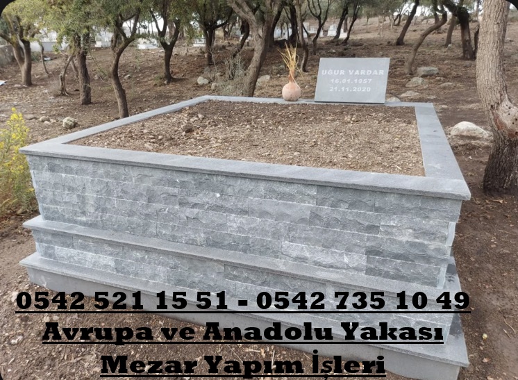 Çift Kişilik Siyah Ateş Tuğlası Bazalt Mezar Modeli - Ucuz Mezar Yapım İşleri - Görsel 2