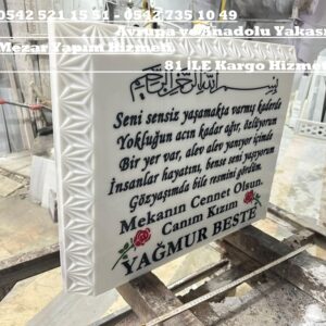Tek Kişilik Osmanlı Motif El Oyma Mermer Baş Taşı - İstanbul Mezar Yapım İşi