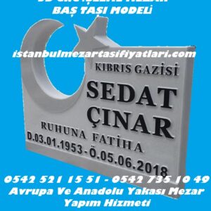Cnc Kesim Türk Bayraklı Mermer Baş Taşı - Mezar Taşı Ücretleri