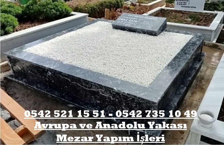 İki Kişilik Abide Baş Taşı Siyah Mermer Mezar - İstanbul Kabristan Mezar Yapımı - Görsel 3