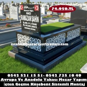 Tek Kişilik Gövde Desenli Siyah Granit Mezar - İstanbul Mezar Yapım İşleri