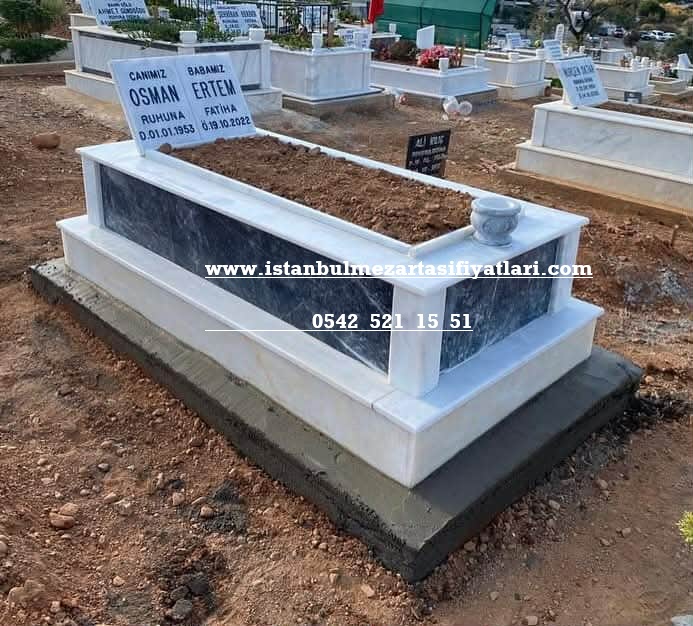 Tek Kişilik Kitabe Baş Taşı Gövde Siyah Mermer Mezar - Mezar Yapım Ücretleri - Görsel 2
