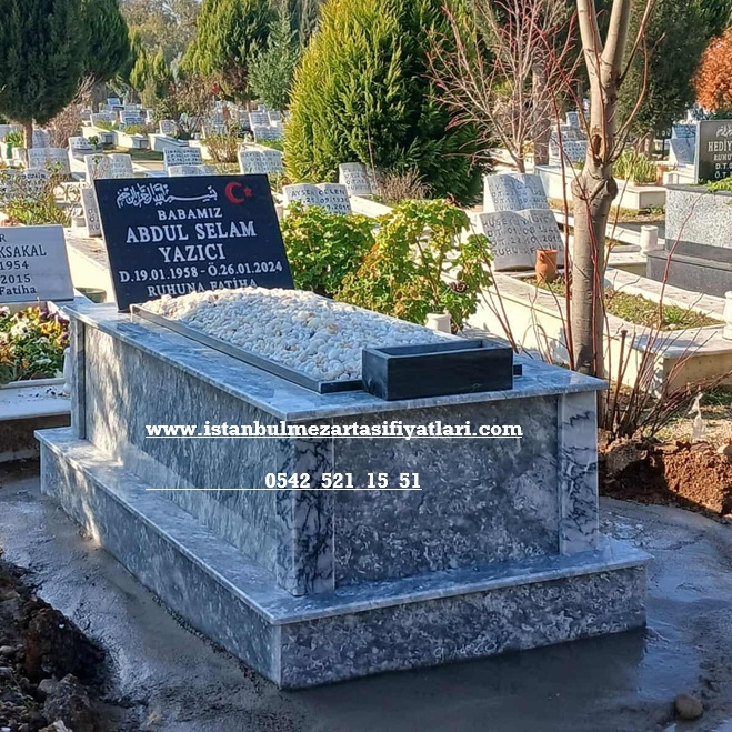 Tek Kişilik Baş Taşı Granit Ege Gümüş Mezar - İstanbul Granit Mermer Mezar Yapımı - Görsel 2