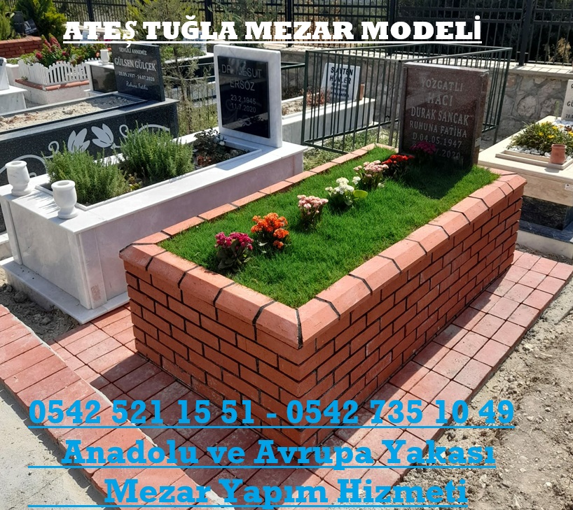 Tek Kişilik Granit Baş Taşı Ateş Tuğla Mezar - Değişik Mezar Modelleri