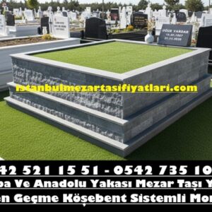 Çift Kişilik Siyah Ateş Tuğlası Bazalt Mezar Modeli - Ucuz Mezar Yapım İşleri