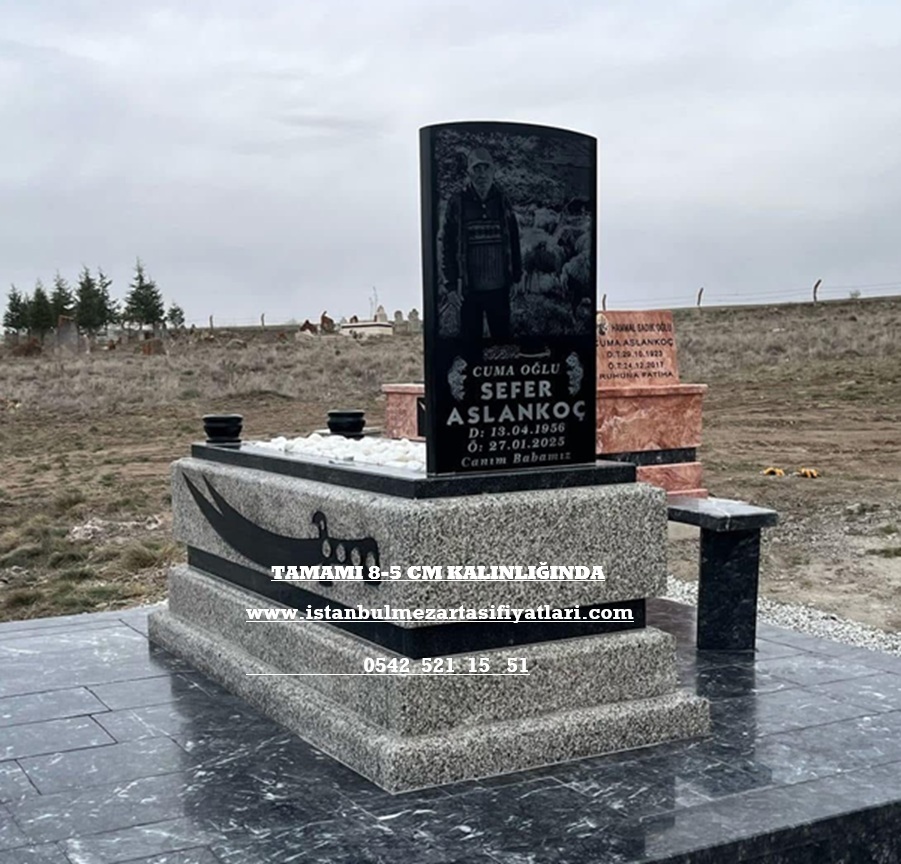 B99 Beta Gri Nero Gaska Siyah Granit Mezar – İstanbul Kalın Granit Mezar Modeli - Görsel 2