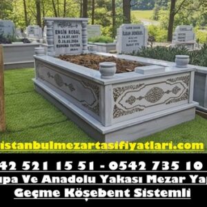 Tek kişilik Baş Taşı Sütunlu Desenli İşlemeli Mermer Mezar - İstanbul Mezar Taşı Yapımı