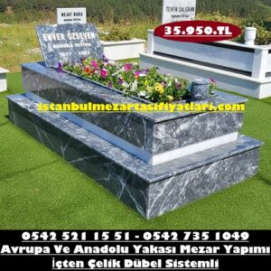 Tek Kişilik Mermer Kuşaklı Bursa Siyah Mermer Mezar - Mezar Taşı İstanbul