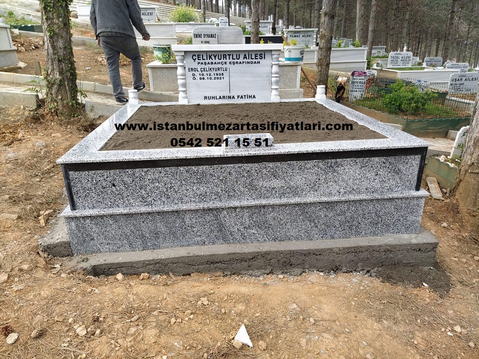 Çift Kişilik Baş Taşı Sütunlu Mermer Granit Mezar - Görsel 3