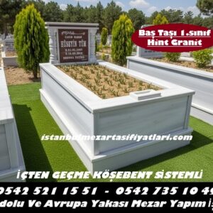 Tek Kişilik Baş Taşı Granit Sütunlu Mermer Mezar - Mezar Yapımı Fiyatları