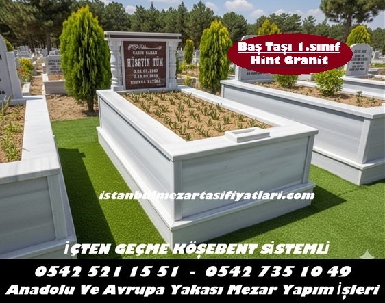 Tek Kişilik Baş Taşı Granit Sütunlu Mermer Mezar - Mezar Yapımı Fiyatları