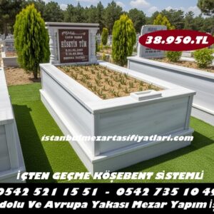 Tek Kişilik Baş Taşı Granit Sütunlu Mermer Mezar - Mezar Yapımı Fiyatları