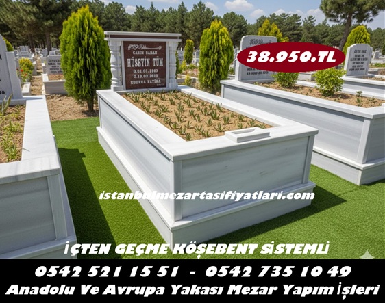 Tek Kişilik Baş Taşı Granit Sütunlu Mermer Mezar - Mezar Yapımı Fiyatları