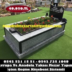 Tek Kişilik Siyah Şeritli Granit Mezar - Mezar Yapım Ücretleri