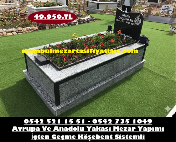 Tek Kişilik Siyah Şeritli Granit Mezar - Mezar Yapım Ücretleri