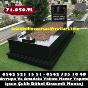 Tek Kişilik Lazer Resimli Granit Mezar - Absolute Black Granit Mezar Modeli