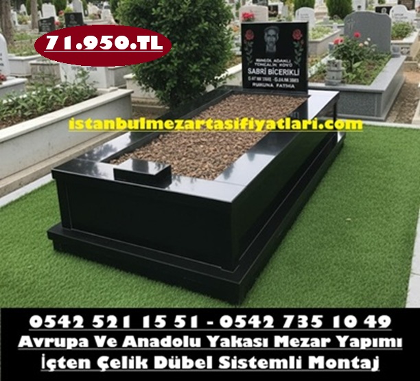 Tek Kişilik Lazer Resimli Granit Mezar - Absolute Black Granit Mezar Modeli