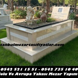 Tek Kişilik Versace İşleme Bursa Bej Mermer Mezar - Mezar Modelleri Ve Fiyatları