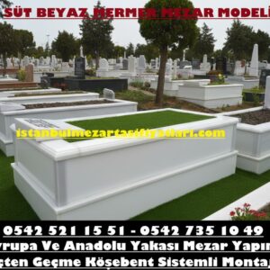 Tek Kişilik Baştaşı Abide Süt Beyazı Mermer Mezar - İstanbul Beyaz Mermer Mezar Fiyatı