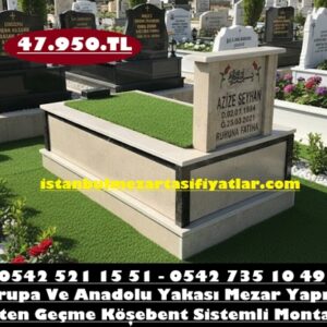 Tek Kişilik Granit Şeritli Rustik Yeşil Eflani Mezar
