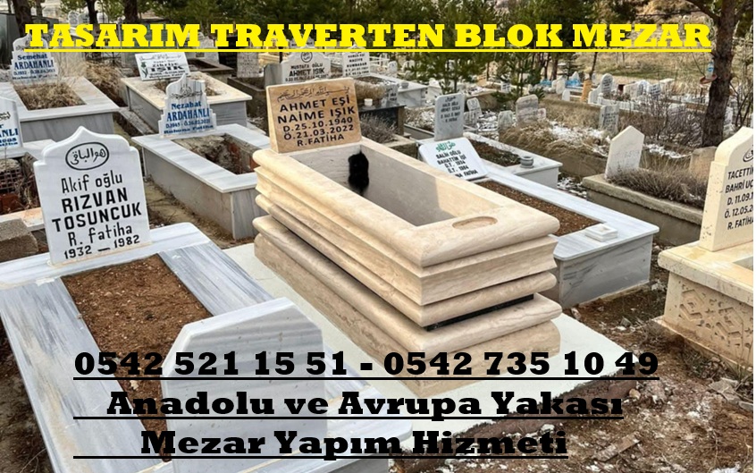 Tek Kişilik Tasarım Blok Traverten Mezar - İstanbul Mezar Yapım İşleri - Görsel 5