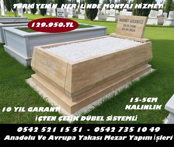 Tek Kişilik Granit Kuşaklı Konik Blok Traverten Mezar - Mezar Yapımı Fiyatları