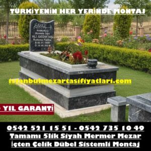 BY3 Beyaz Kuşaklı Siyah Mermer Mezar – İstanbul Siyah Mermer Mezar Fiyatları