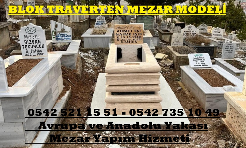 Tek Kişilik Tasarım Blok Traverten Mezar - İstanbul Mezar Yapım İşleri - Görsel 2
