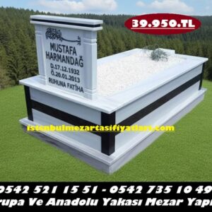 Tek Kişilik Granit Kuşaklı Sütunlu Mezar - Mermer Mezar Yapım İşleri
