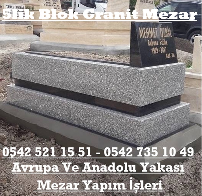 Tek Kişilik 5lik Blok Baş Taşı Siyah Tamamı Beta Granit Mezar - Mezar Taşı Yapımı - Görsel 2