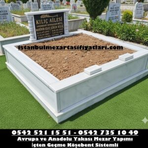 Çift Kişilik Baş Taşı Granit Sütunlu Mermer Mezar