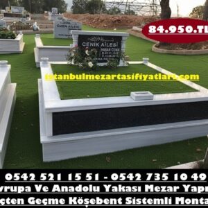 İki Kişilik Baştaşı Gövde Granit Sütunlu Mezar