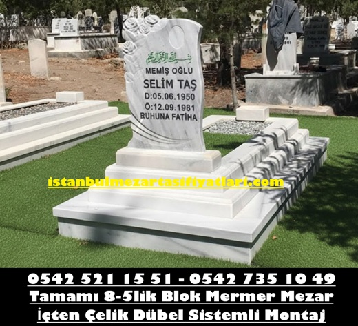 Tek Kişilik 3D Baş Taşı Blok Mermer Mezar - Mermer Mezar Yapım İşleri - Görsel 3