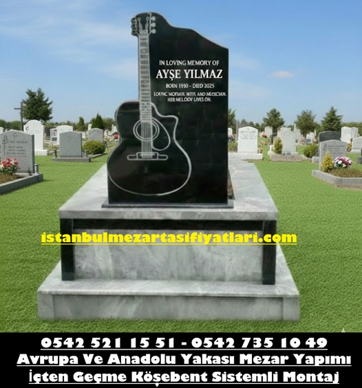 Özel Yapım Cnc Gitar Kesilmiş Granit Baş Taşı Mermer Mezar Modeli