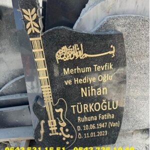 Gitar Şeklinde Granit Mezar Baş Taşı - Güzel Mezar Baş Taşı Fiyatları