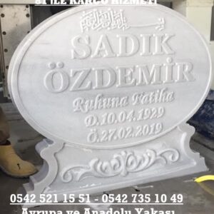 Elips Şeklinde Cnc Özel Tasarım Mezar Taşı - İstanbul Mezar Baş Taşı Fiyatları
