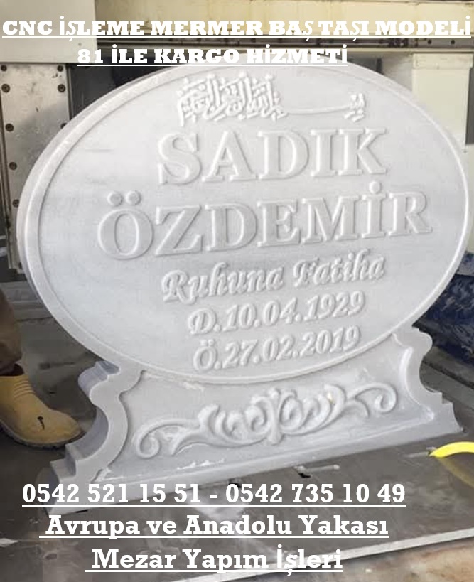 Elips Şeklinde Cnc Özel Tasarım Mezar Taşı - İstanbul Mezar Baş Taşı Fiyatları