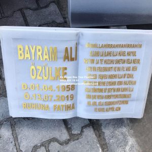 Ayetel Kürsi Kabartma Yazı İşlemeli Kitap Mezar Taşı - Dua Yazılı Mezar Taşı Fiyatları