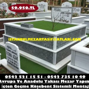 Çift Kişilik Temel Gövde Gri Granit Baş Taşı Granit Çerçeveli Mezar Modeli