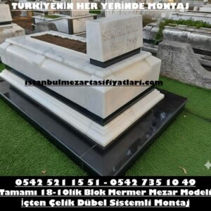 Tek Kişilik Temel Profil İşlemli Granit Kuşaklı Gövdesi Blok Mermer Mezar