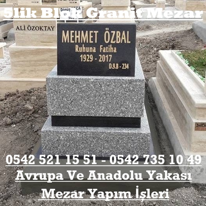Tek Kişilik 5lik Blok Baş Taşı Siyah Tamamı Beta Granit Mezar - Mezar Taşı Yapımı - Görsel 3