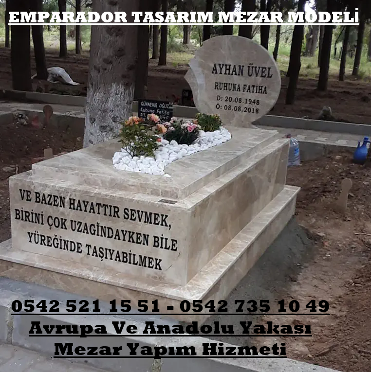 Tek Kişilik 3D Baş Taşı Tasarım Emparador Blok Mermer Mezar Modeli - Görsel 2