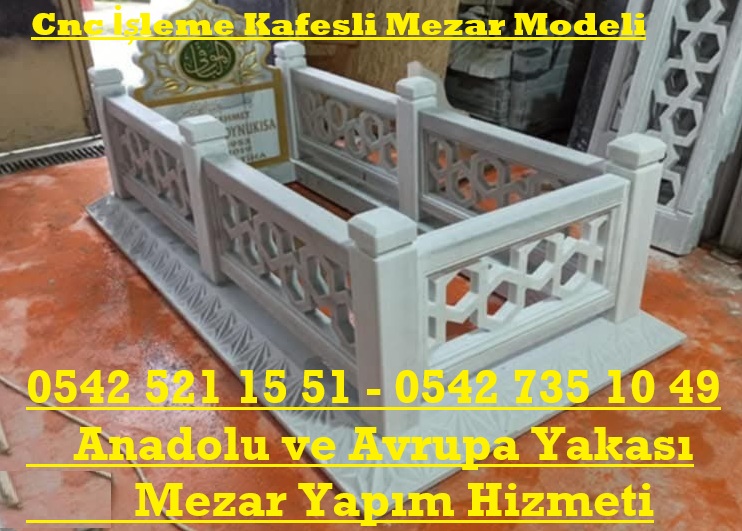 Tek Kişilik Kafesli Cnc İşleme Mermer Mezar - Mezar Yapım İşleri - Görsel 9