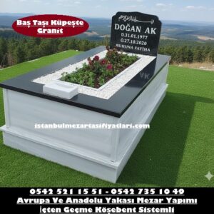 Tek Kişilik Küpeşte Baş Taşı Granit Mezar - Granit Mermer Mezar Fiyatları