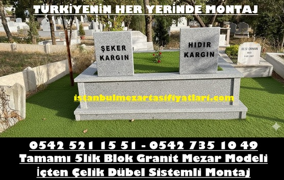 B13 Çift Kişilik Komple Gri Renkli Granit Mezar – Feriköy Mezar Taşı Fiyatları - Görsel 3