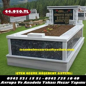 Tek Kişilik Granit Baş Taşı Gövde Uludağ Siyah Mermer Mezar - Mezar Fiyatı